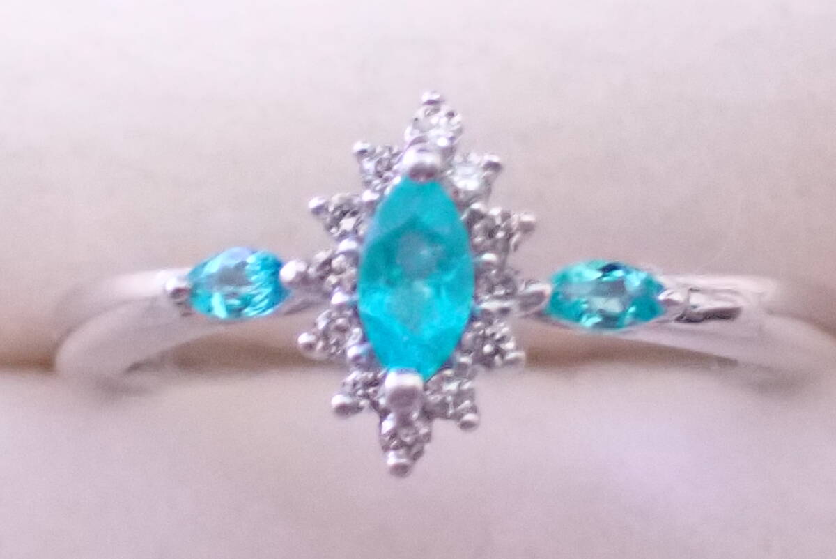 palaiba турмалин кольцо 0.16ct diamond 0.08ct 12 номер 
