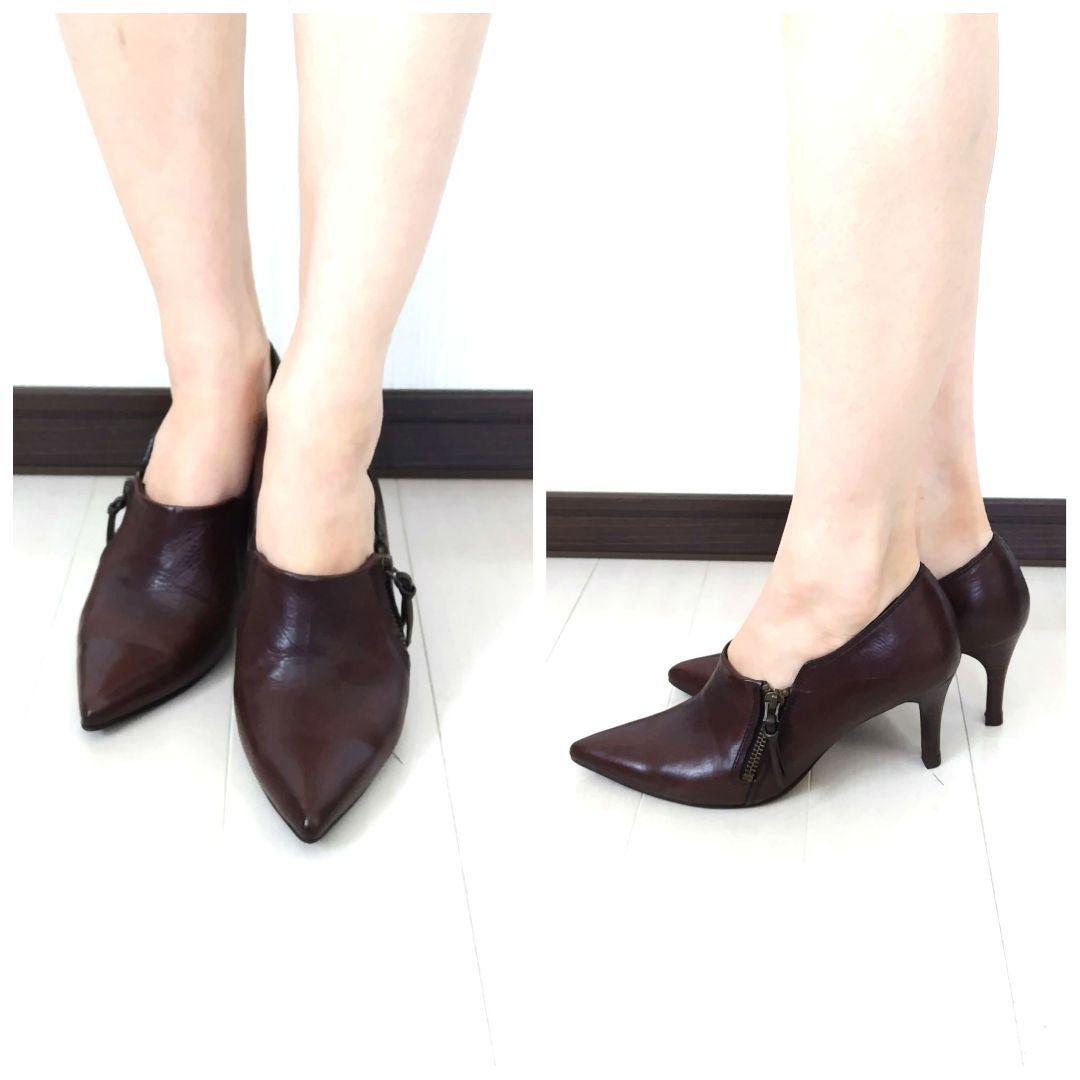  beautiful goods [labokigosi Works ] simple short boots bootie pumps dense brown color 