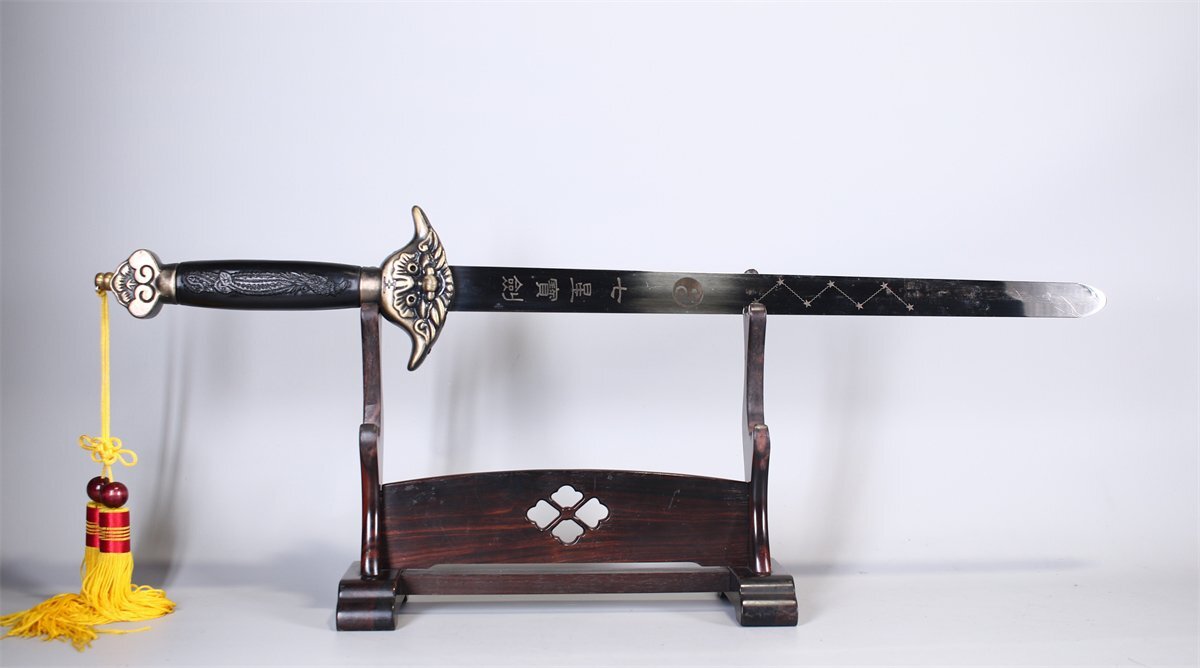 中国清時代 新渡蓋物 高さ17cm 本H5-0711☆トエチ 吉】WA741 模造刀 中国美術 太極七星剣 拵全長70cm 刃渡44.5cm