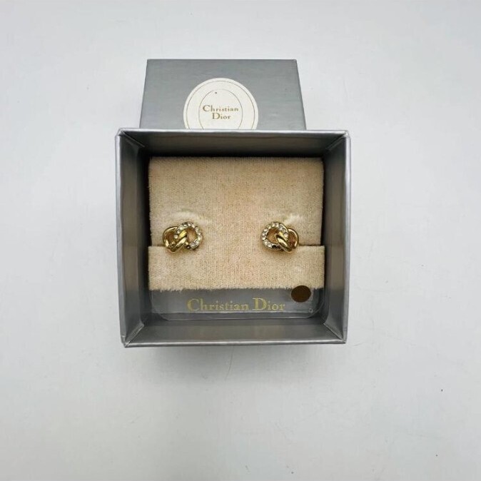 Christian Dior Christian Dior Christian Dior earrings accessory Gold rhinestone IH h118