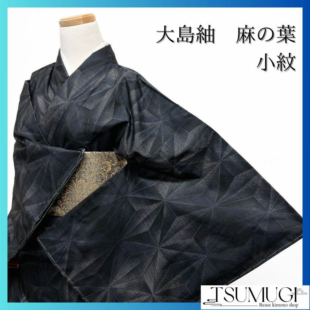 未着用 麻の葉模様 立体的 大島紬 小紋 着物 102a p 女性和服、着物 未着用 麻の葉模様 立体的 大島紬 小紋 着物 102a p 女性和服、着物