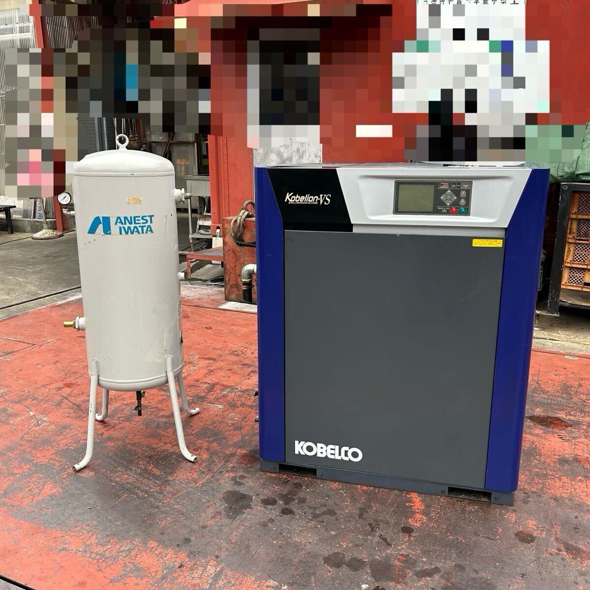 T8761 コベルコ スクリューコンプレッサー VS240AD 200/220V 50/60Hz 2006年製 エアータンク SAT120-140【通電、モーターの動きのみ確認】