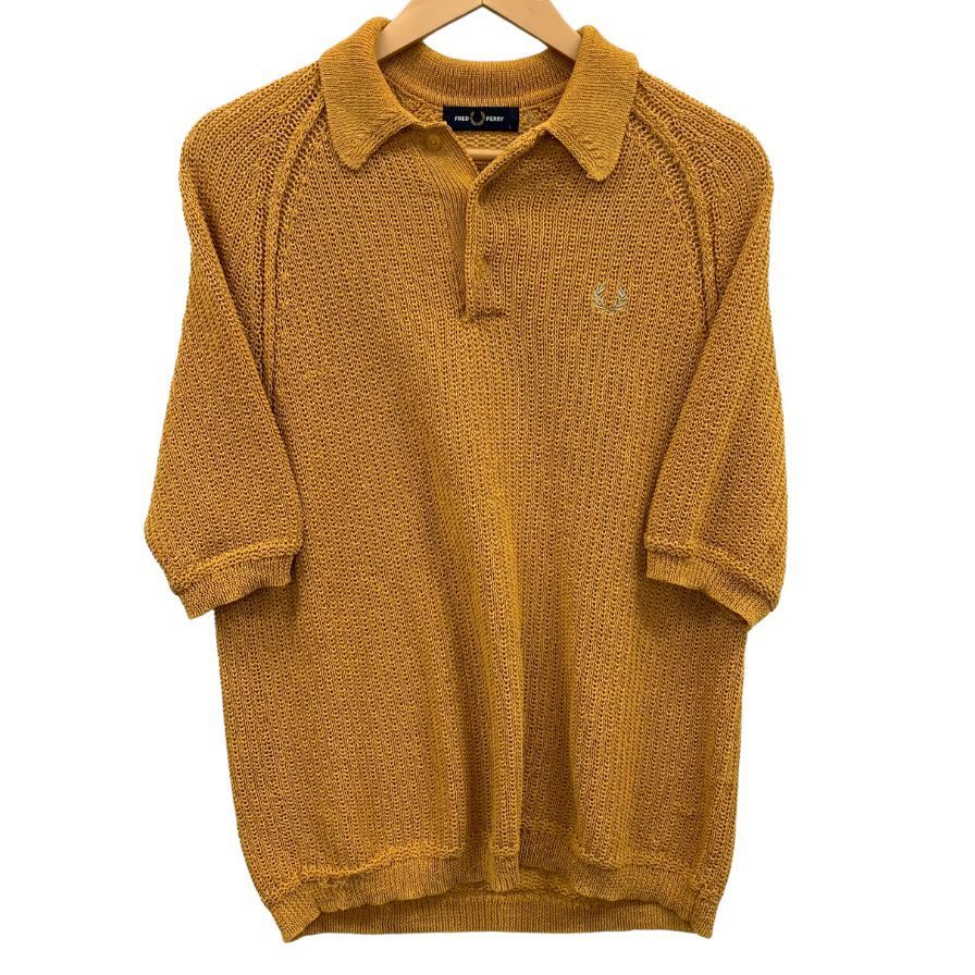 フレッドペリー ポロシャツ メッシュ サマーニット サイズL マスタード 美品◇ポロシャツ フレッドペリー ポロシャツ メッシュ サマー
