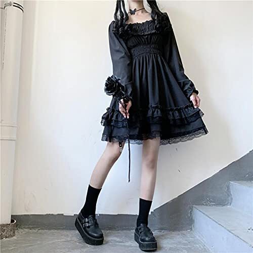 Lazy Gothic and Lolita длинный рукав One-piece платье гонки юбка готический Ladyroli костюм фотосъемка . костюмированная игра аниме женщина оборудование 