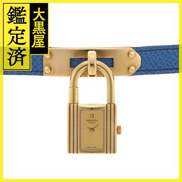 HERMES　エルメス　ケリーウォッチ　GP/革　ゴールド文字盤　クォーツ　レディース腕時計