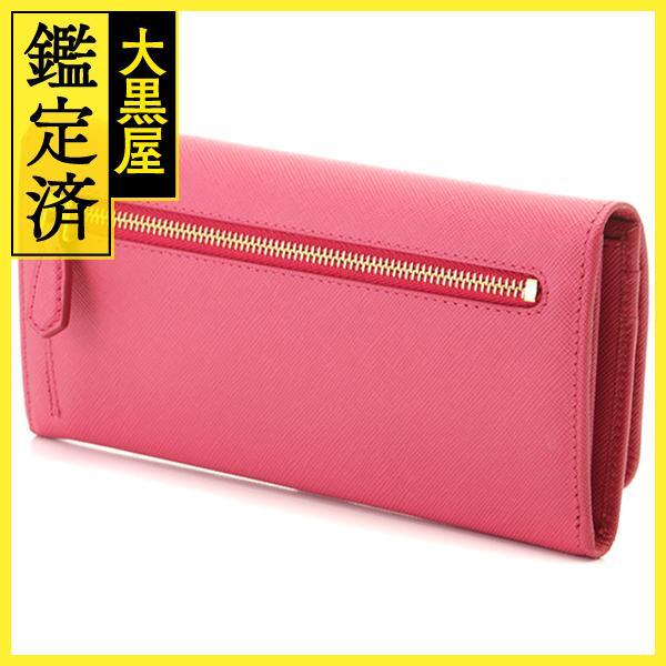 PRADA プラダ リボン二つ折り長財布 ピンク サフィアーノ PRADA プラダ リボン二つ折り長財布 ピンク サフィアーノ