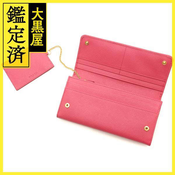 PRADA プラダ リボン二つ折り長財布 ピンク サフィアーノ PRADA プラダ リボン二つ折り長財布 ピンク サフィアーノ