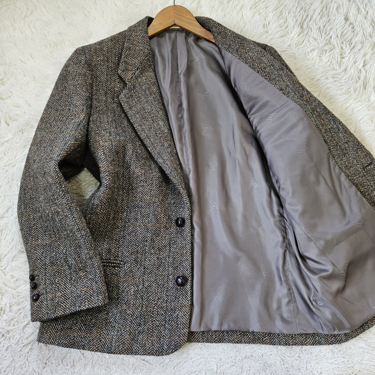パパス ハリスツイード ジャケットL Yahoo!オークション - 美品 パパス【HarrisTweed 希少サイズ L