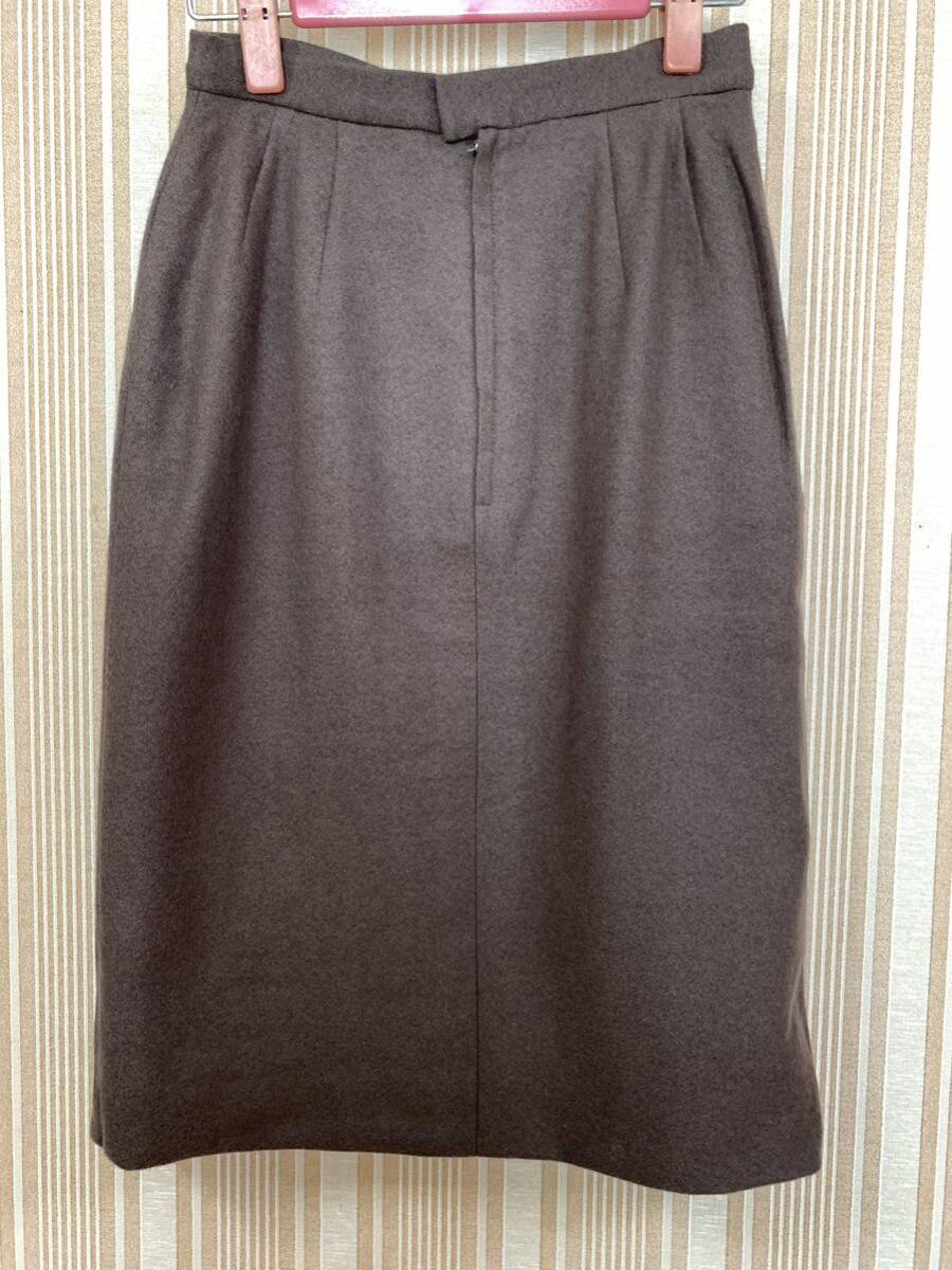 未使用　手作り　タイト　ミニスカート　S モカ茶　カシミヤ混_画像2