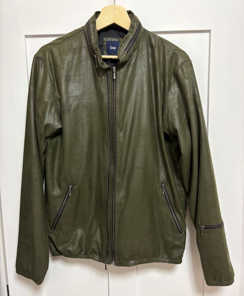GAP ブルゾン メンズ M 送料無料 オリーブ色 ライダース ジャケット