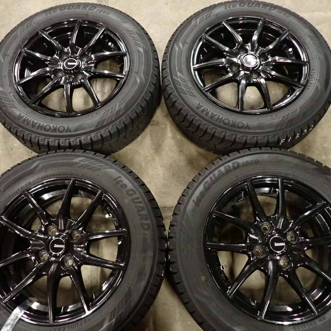 冬4本SET 会社宛 送料無料 175/65R14×5.5J 82Q ヨコハマ アイスガード IG60 2021年製 アルミ フィット キューブ カローラ 特価 NO，F1552