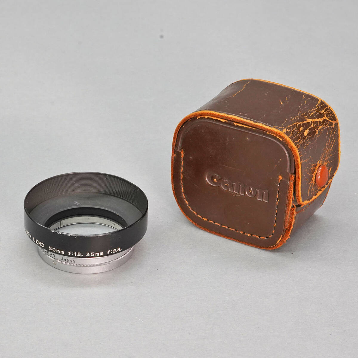 【09】CANON キャノン　レンズフード　S-50　革ケース付_画像1