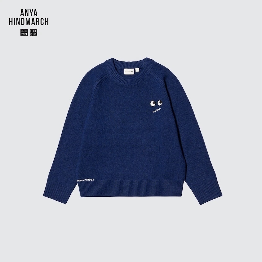 UNIQLO ANYA HINDMARCH Uniqlo aniya collaboration premium Ram crew neck sweater ( long sleeve ) gray 160 size new goods 