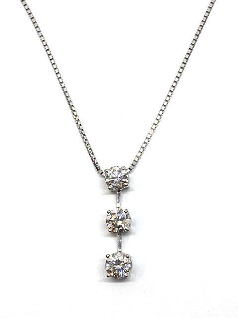 【即決】 45cm Pt850 Pt900 D1.00 ダイヤモンド トリロジー ネックレス 3ポイントダイヤ プラチナ 宝石 ジュエリー 4.8g