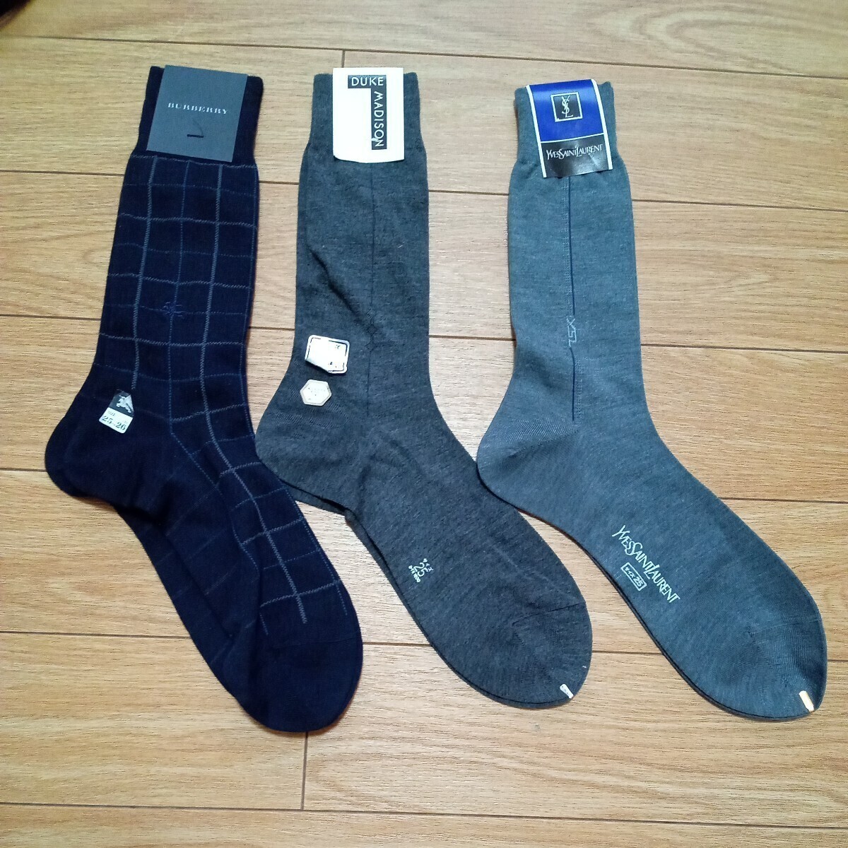 新品未使用　メンズスーツソックス　ヴィンテージ　YVESSAINT?DUKE?BURBERRY25?26cm