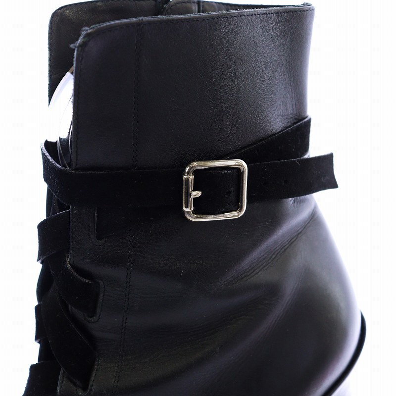  paul (pole) Andrew Paul Andrew short boots po Inte dotu tea n key heel race up belt leather 37 24.0cm black 