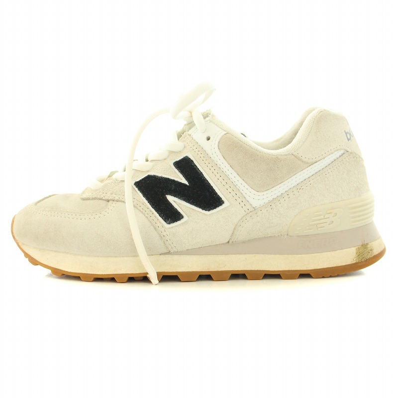 ニューバランス NEW BALANCE ローカットスニーカー シューズ スエード 切替 ロゴ US4.5 22.5cm オフホワイト U574WB /BB レディース