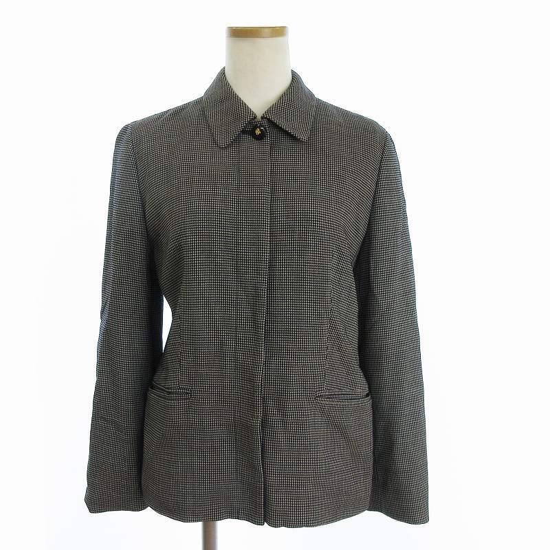  Burberry zBurberrys jacket blouson thin unlined in the back wool total pattern gray 40 #GY09 lady's 