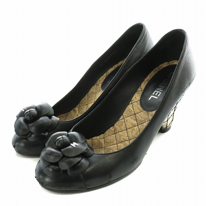 【カメリアxリボン☆バイカラーが上品】★CHANEL★パンプス Bibian 比比昂 - シャネル カメリア ココマーク パンプス レザー