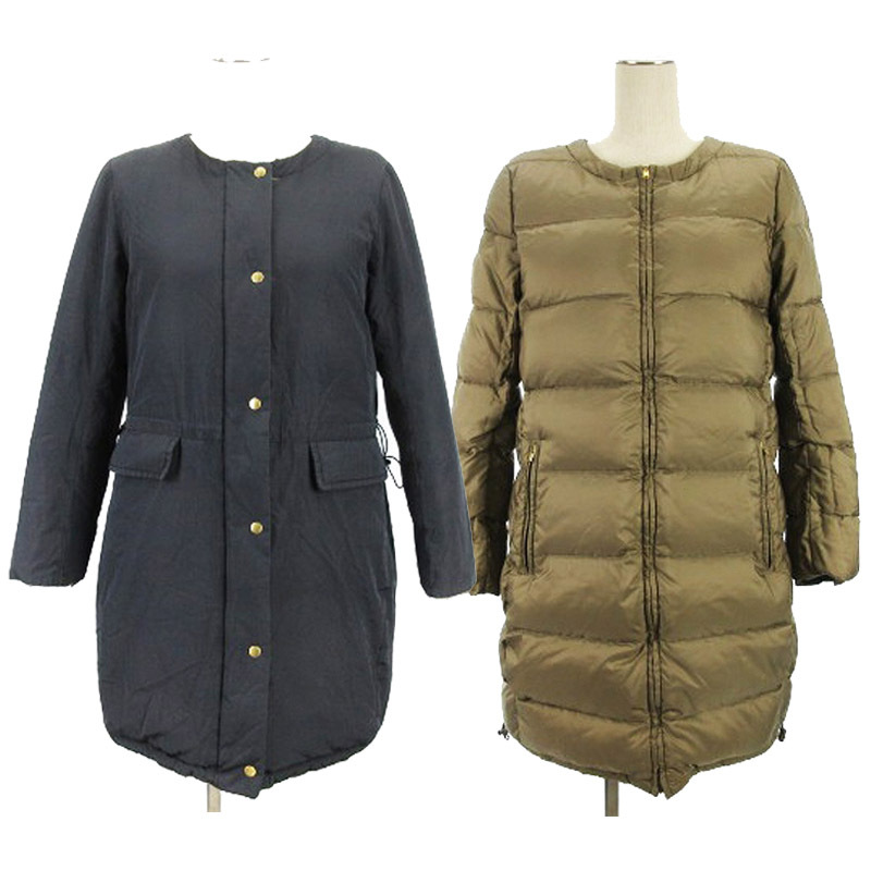 マッキントッシュフィロソフィー MACKINTOSH PHILOSOPHY リバーシブル ダウンコート ノーカラー 36 ブラック ベージュ 241128E ■GY09 レデ