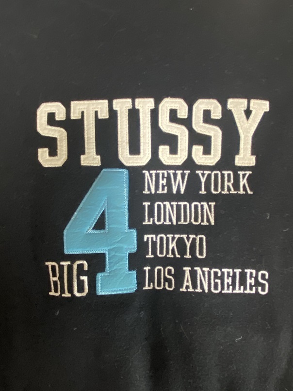 STUSSY ステューシーヴィンテージ BIG4スタジャン M 袖レザー 黒 STUSSY ステューシーヴィンテージ BIG4スタジャン M 袖レザー 黒