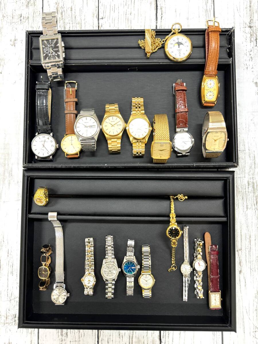 #15171 SEIKO / CASIO / RADO / ELGIN / LONGINES 等 メンズ レディース 腕時計 懐中時計 22本まとめ 動作未確認 現状品