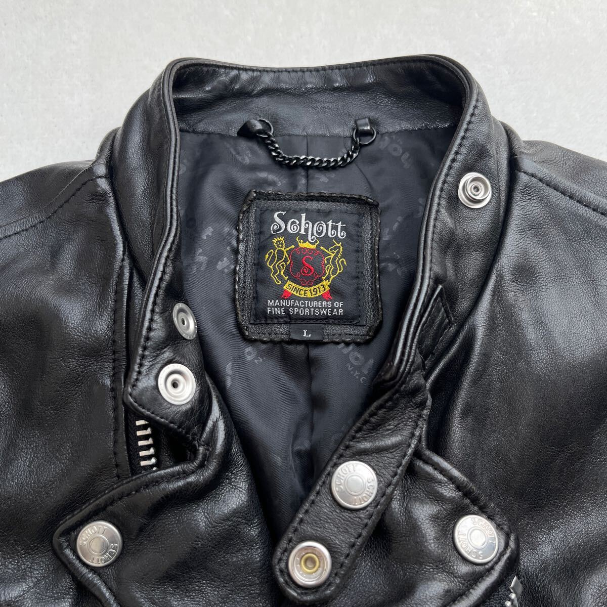 美品】Schott ショット セミダブル ライダースジャケット 加工 美品】Schott ショット セミダブル ライダースジャケット 加工
