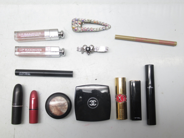 45737 シャネル Dior CHANEL ディオール イウ゛サンローラン MAC リップ マスカラ 口紅 グロス アイシャドウ 中古 コスメ セット