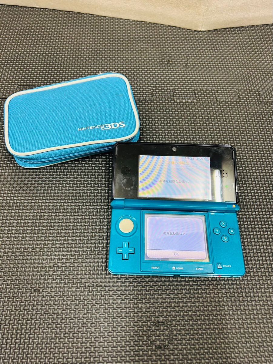 〇Nintendo 任天堂 3DS CTR-001 アクアブルー タッチペン欠品 通電確認 / 初期化済み
