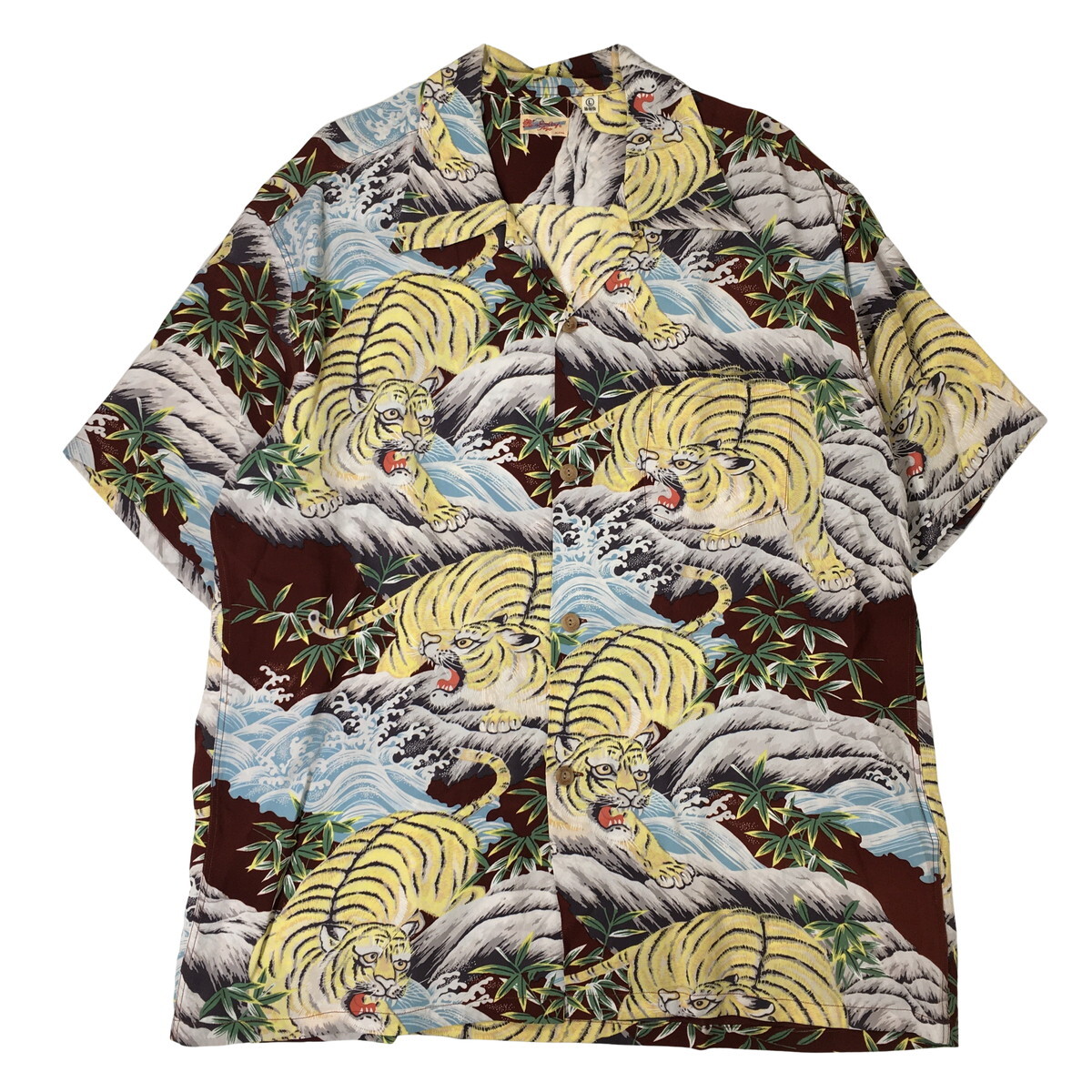 SUN SURF サンサーフ アロハシャツ ハワイアンシャツ 総柄 ブラウン SS30115 L