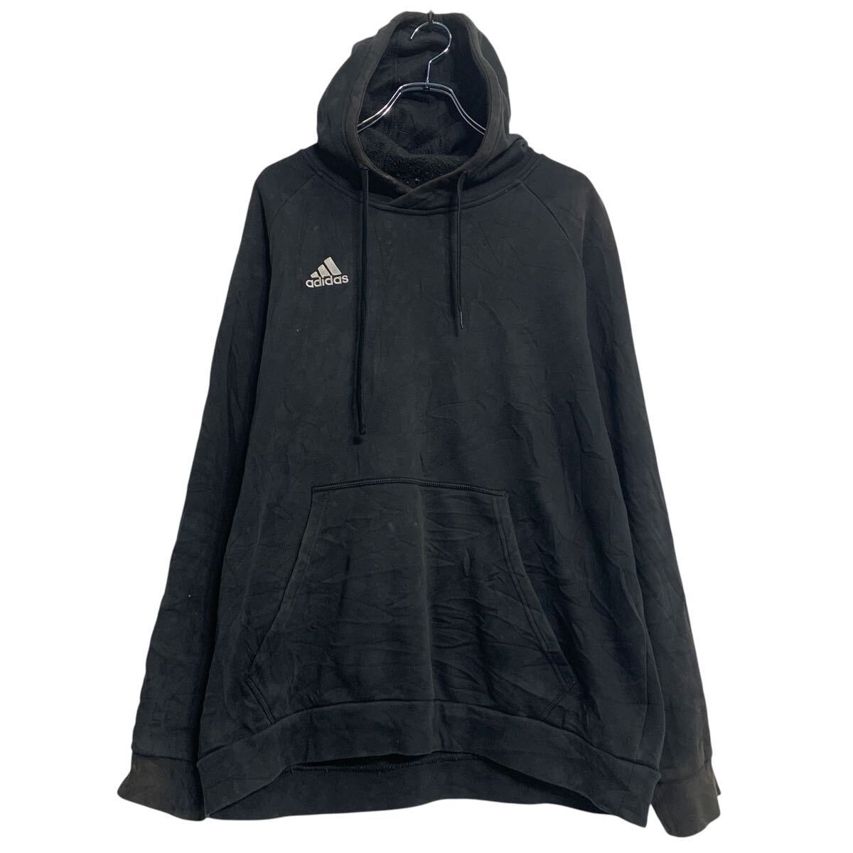 adidas ロゴスウェット パーカー XL ブラック アディダス プルオーバー ビッグサイズ ラグラン 古著卸 アメリカ仕入 a611-6343