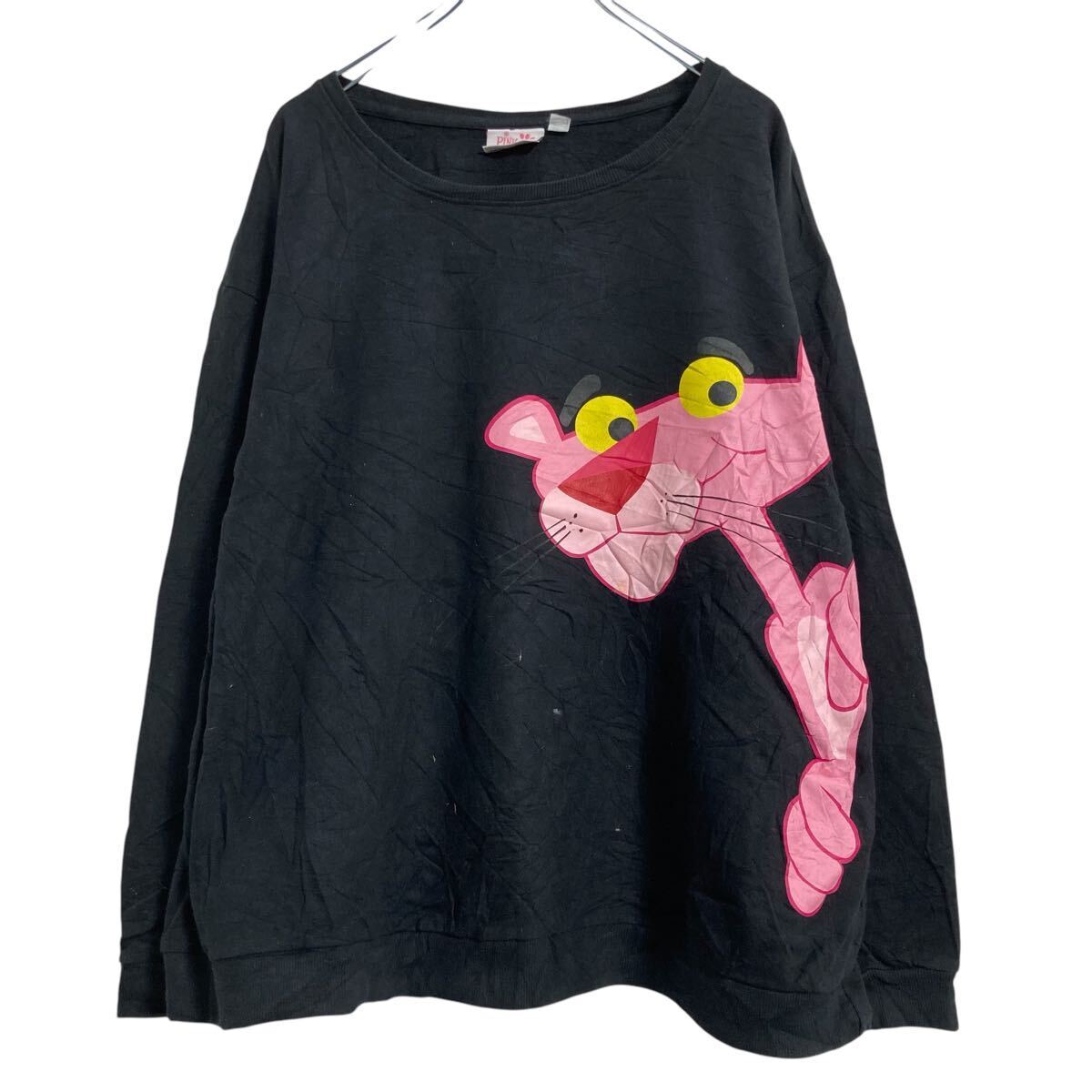PINK PANTHER キャラクター スウェット トレーナー 2XL ブラック ピンクパンサー ビッグサイズ 古着卸 アメリカ仕入 a611-7233