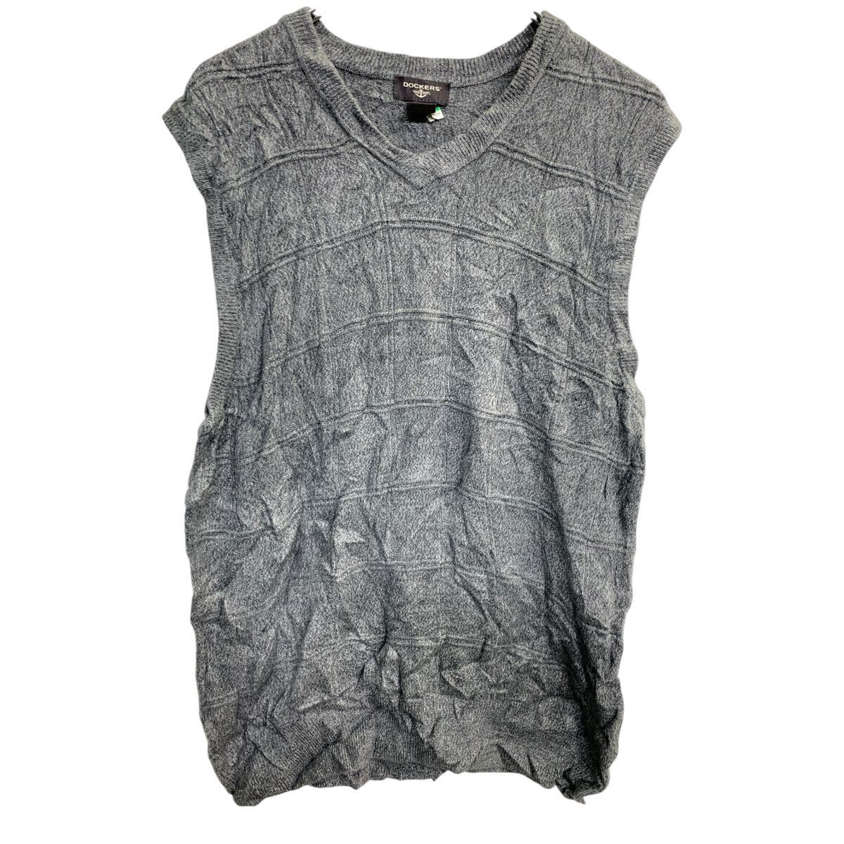 DOCKERS ニットベスト Lサイズ ドッカーズ グレー アクリル 古着卸 アメリカ仕入 t2411-3809