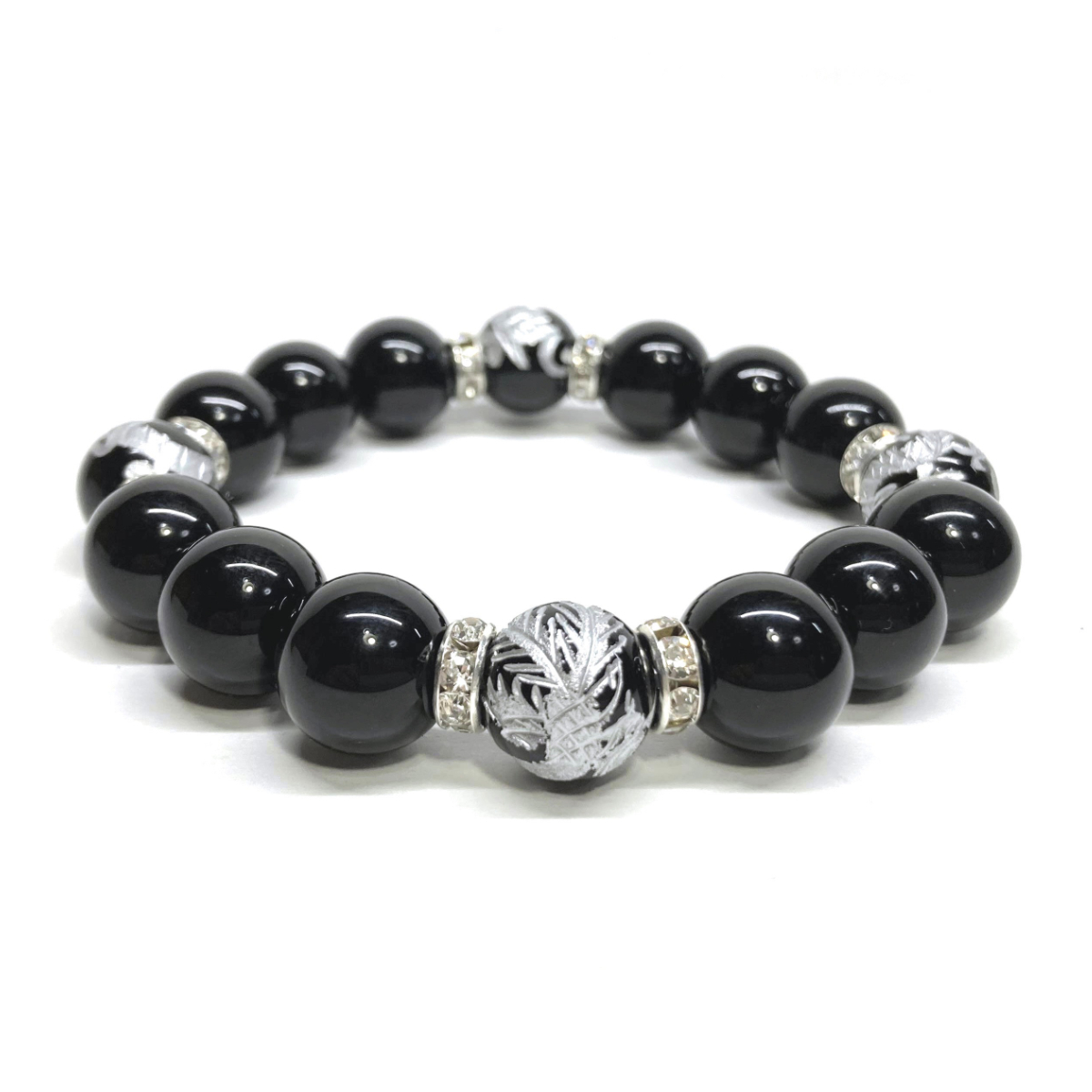  four god . silver carving onyx × onyx 12mm Power Stone bracele natural stone blue dragon white ....... rise better fortune amulet four god . four god corresponding S