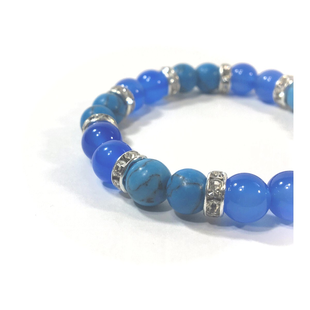  turquoise & blue menou Power Stone bracele silver 8mm / better fortune ... except . amulet success .. effect lady's mail order 