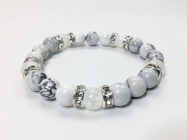  is u light & crack crystal Power Stone bracele natural stone breath ( silver ) better fortune .. human relation health effect lady's mail order white 