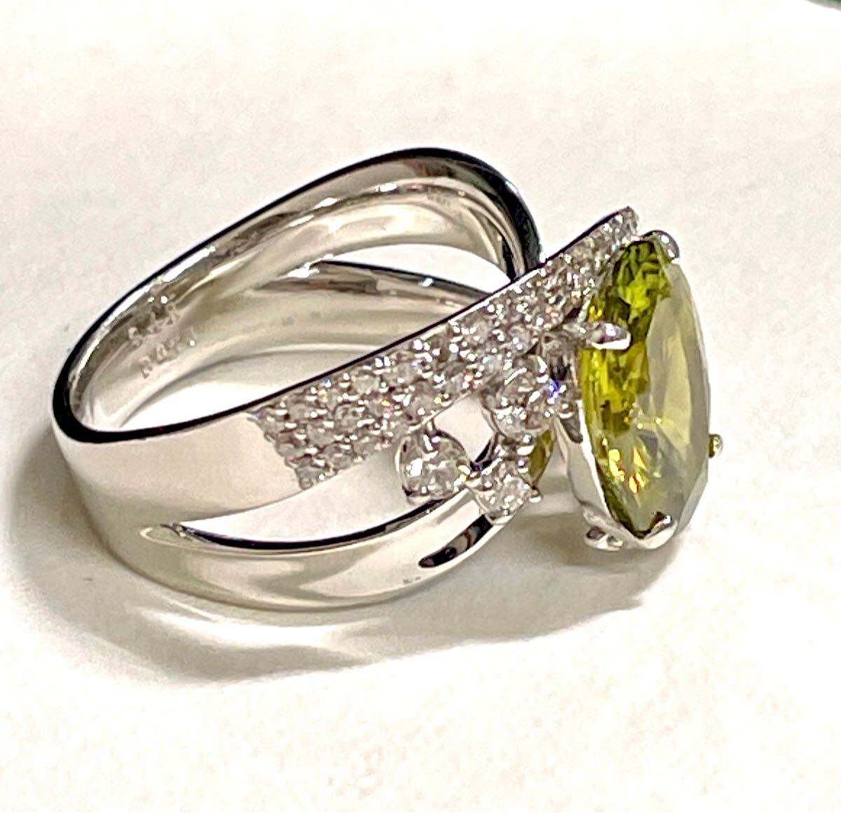 ☆Pt900 スフェーン3.49ct&ダイヤリング 13號(hào)☆
