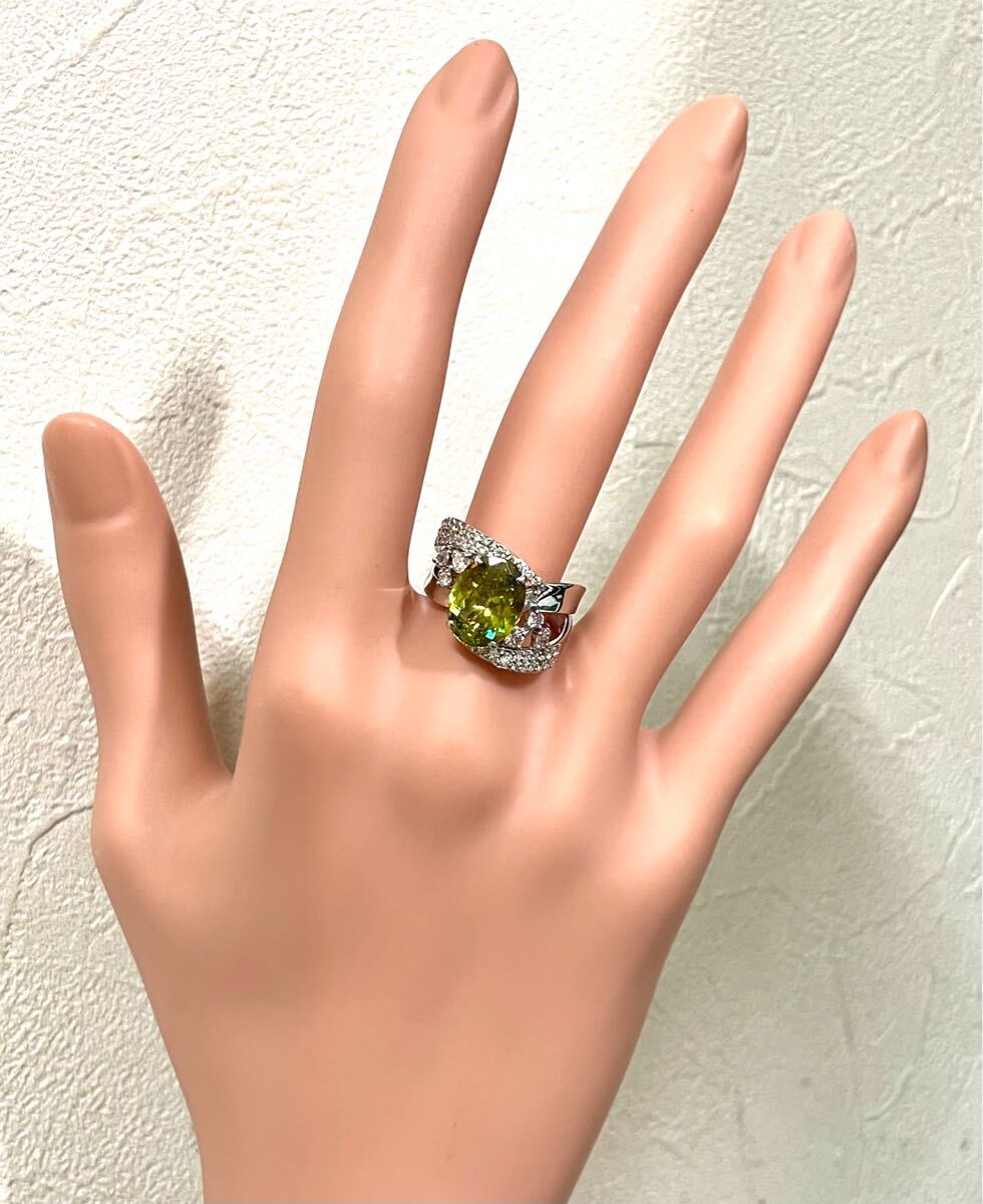 ☆Pt900 スフェーン3.49ct&ダイヤリング 13號(hào)☆