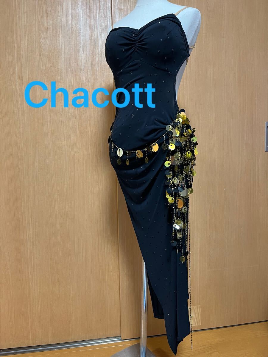 chacott黒 シンプル社交ダンスラテンドレスM