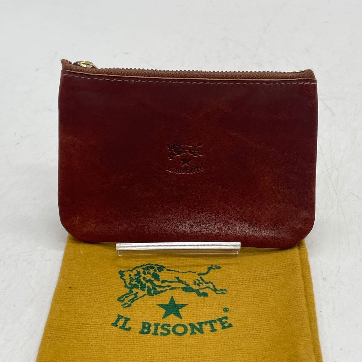 KO1344●IL BISONTE イルビゾンテ レザー 小銭入れ コインケース ブラウン系 保存袋付き