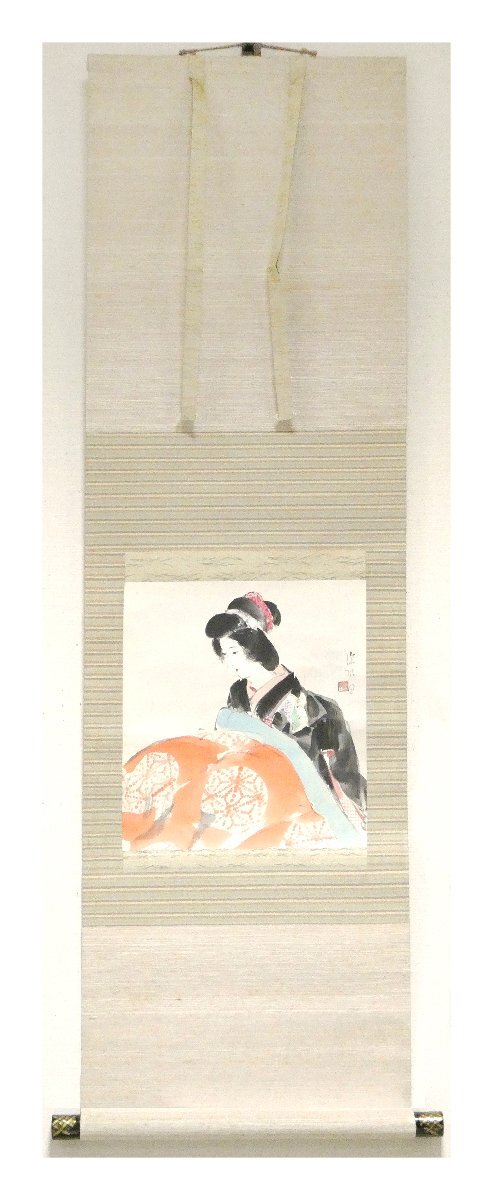 祥【真作】伊東深水 美人画 日本画軸装 サイン落款有 東京出身 祥【真作】伊東深水 美人画 日本画軸装 サイン落款有 東京出身