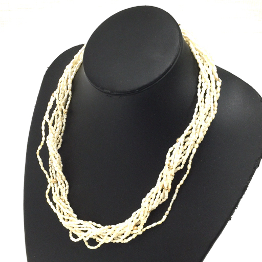 金具 SILVER パールネックレス ツイスト レディース アクセサリー ファッション小物 全長約56.5cm ケース付き