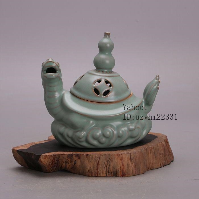 珍品旧蔵* 宋 汝窯 紅釉銘文金壺 陶磁器 茶道具 置物 擺件