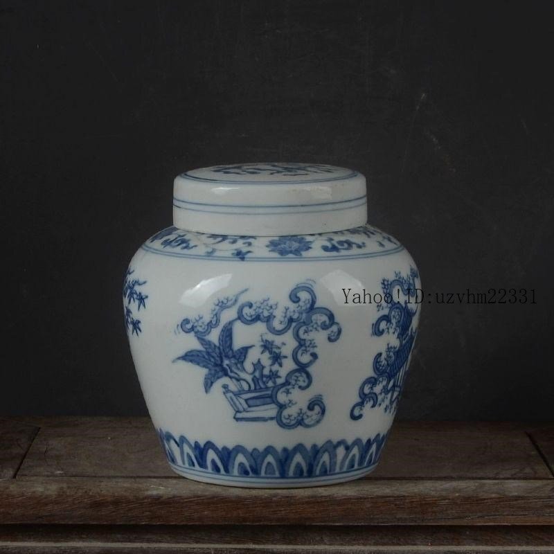 清末期青花磁器将軍壺 景徳鎮 陶磁器 装飾品 現代工芸品 美術品