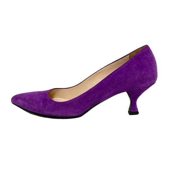 プラダ PRADA パンプス 34 1/2 パープル レディース 靴