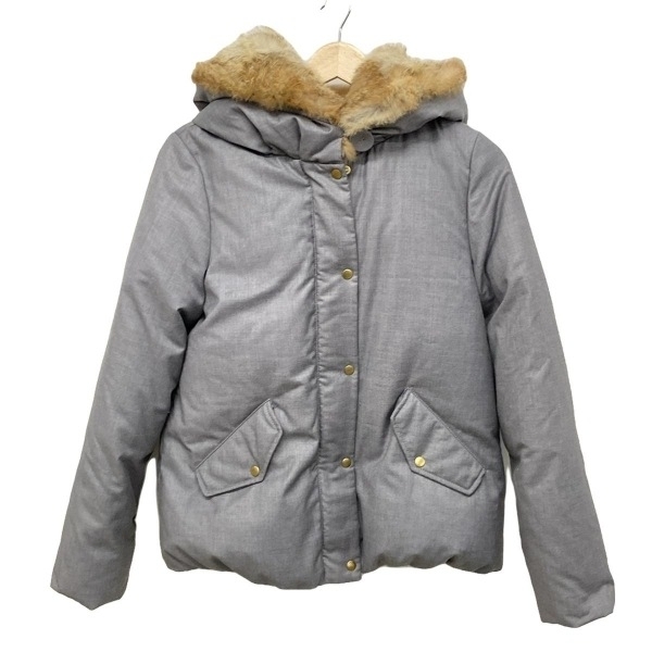 シップス SHIPS ダウンジャケット サイズ36 - グレー×ベージュ FRENCH DUCK DOWN/ラビットファー着脱可/冬物 美品 ジャケット
