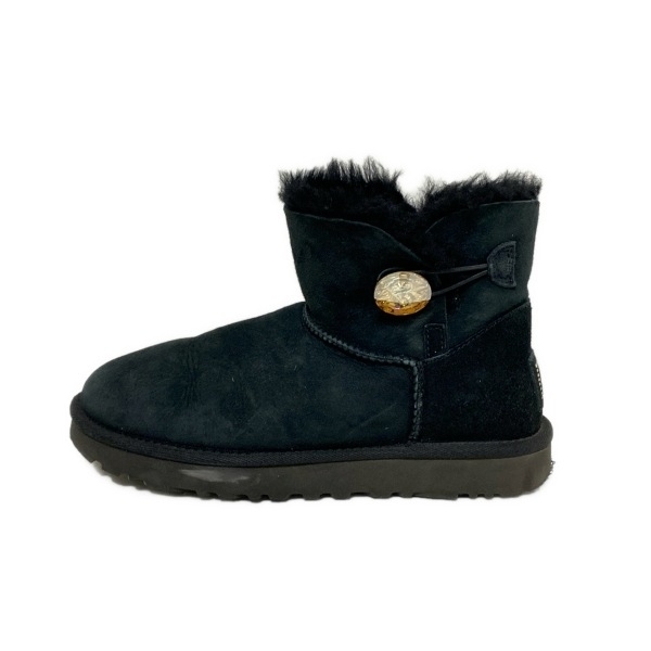 アグ UGG ショートブーツ 23 1016554 ミニベイリーボタンブリング ムートン 黒 レディース ラインストーン 靴