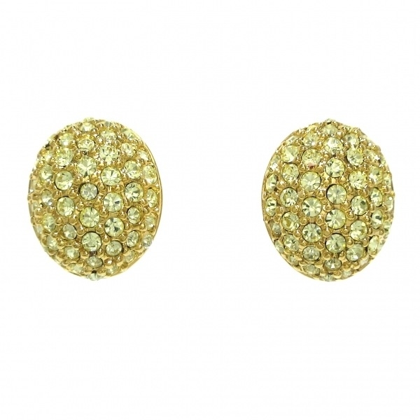 スワロフスキー SWAROVSKI イヤリング - ゴールド×イエロー 美品 アクセサリー（耳）