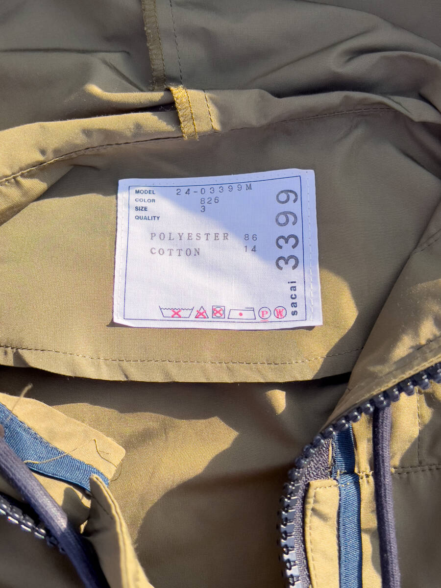 Bibian 比比昂- sacai 24-03399M ナイロンジャケットカーキ Bibian 比比昂- sacai 24-03399M ナイロンジャケットカーキ