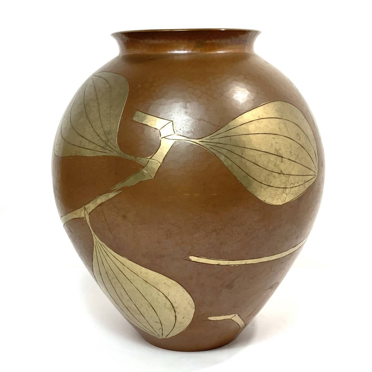玉川堂 葉文 銅製 花瓶 花器 鎚起銅器 鎚目 銅製品 花入れ 玉川堂 葉文 銅製 花瓶 花器 鎚起銅器 鎚目 銅製品 花入れ